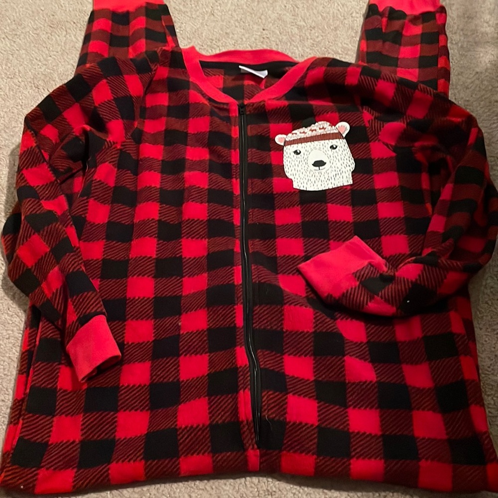 Adult small one-piece fleece pajamas